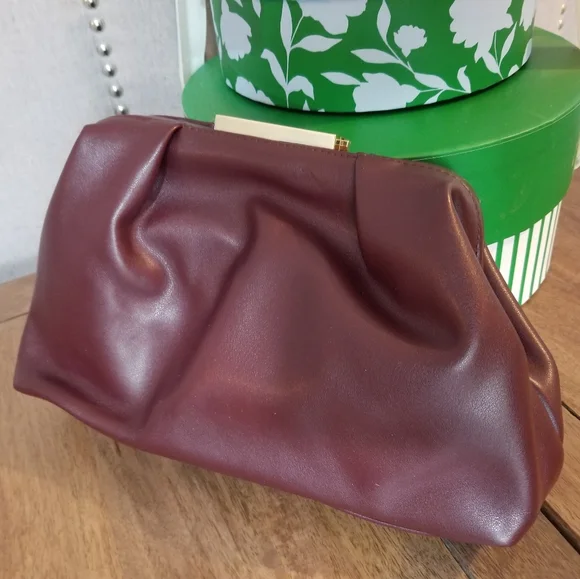 Ann Taylor Soft Frame Clutch Merlot - Picture 15 of 16